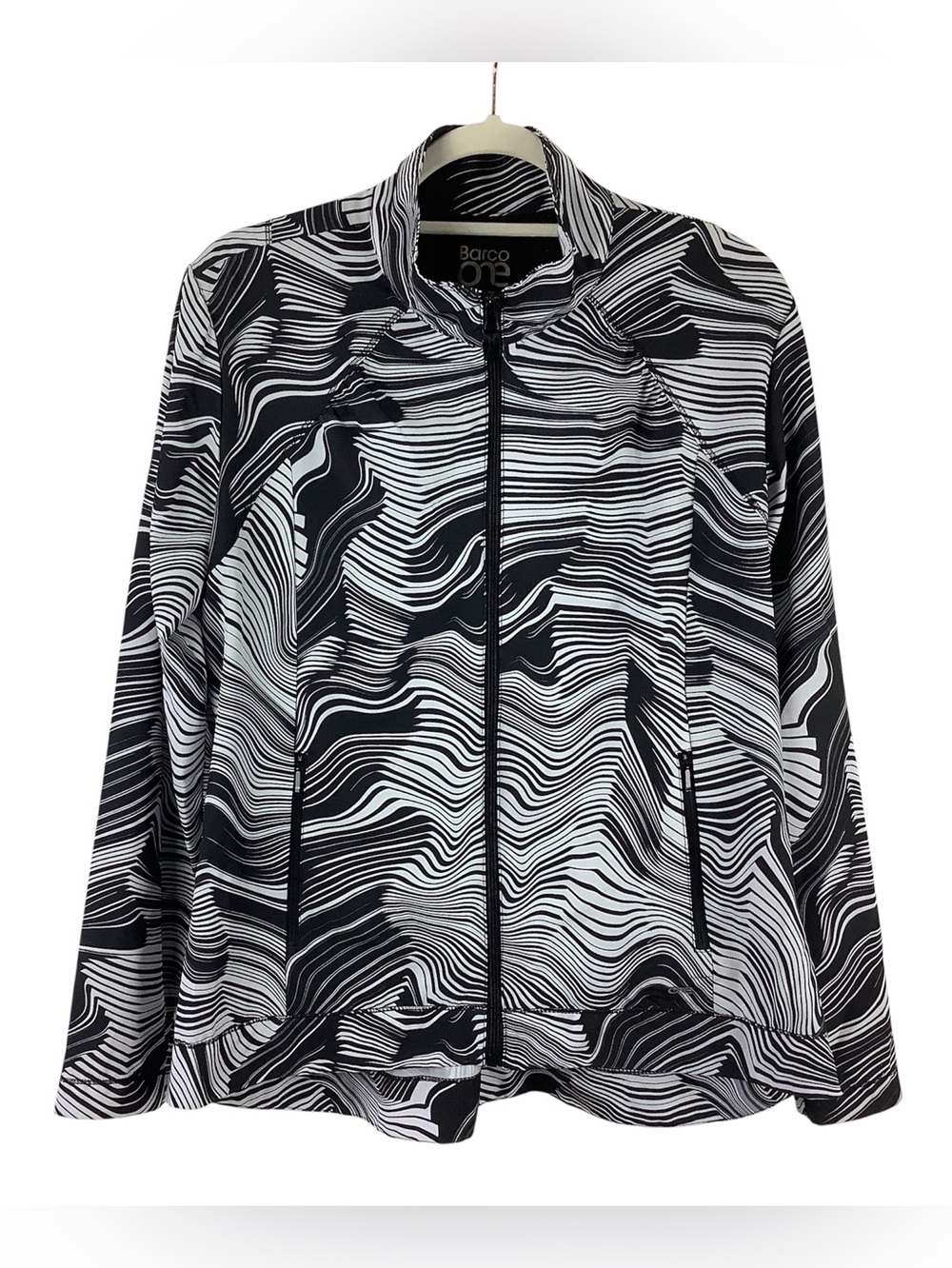 Barco One Black and White Printed Zip Scrub Jacket***